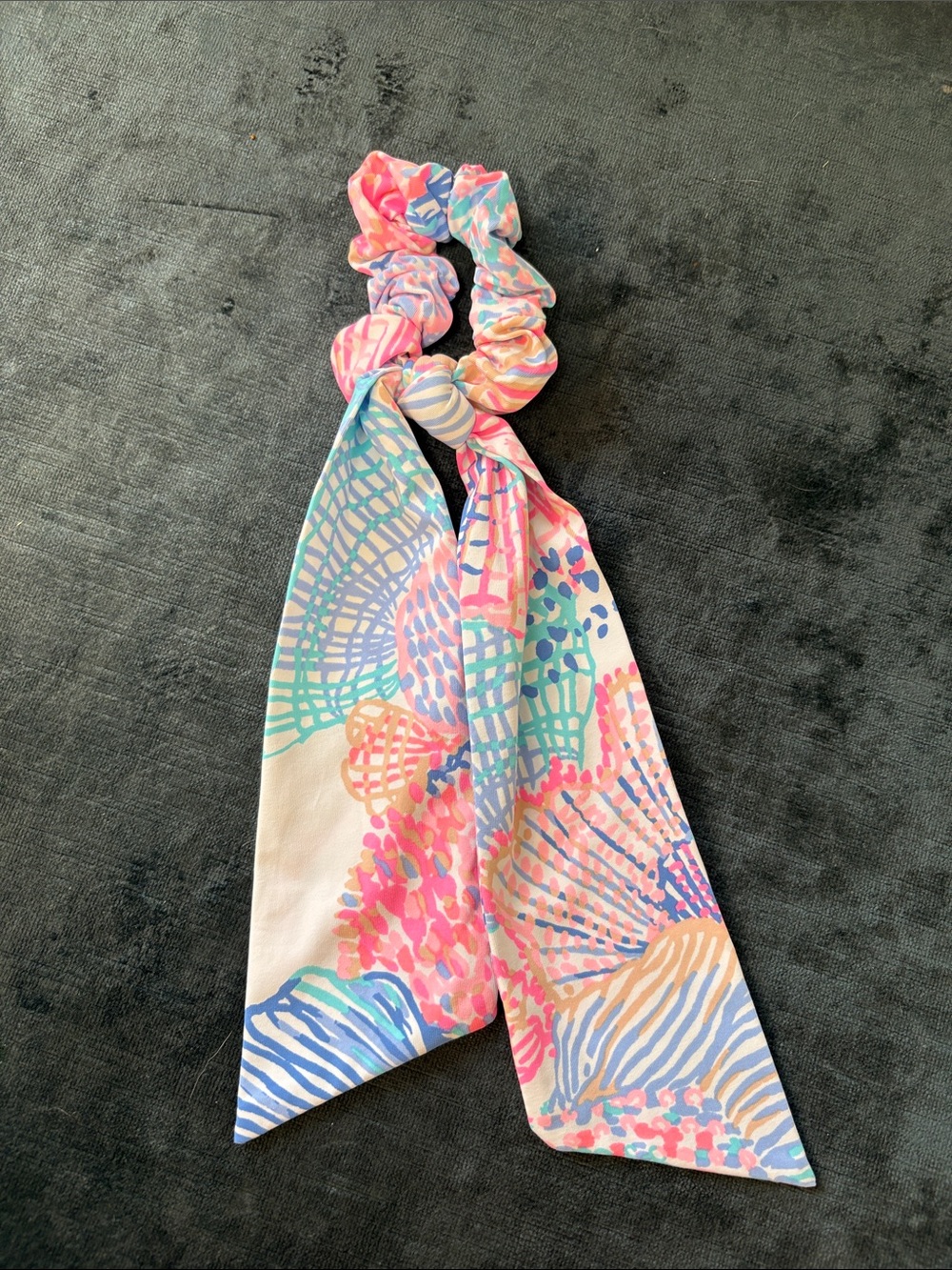 Lilly Pulitzer Colorful Seashell Print Scarf Scrunchie - Pink, Blue, Mint